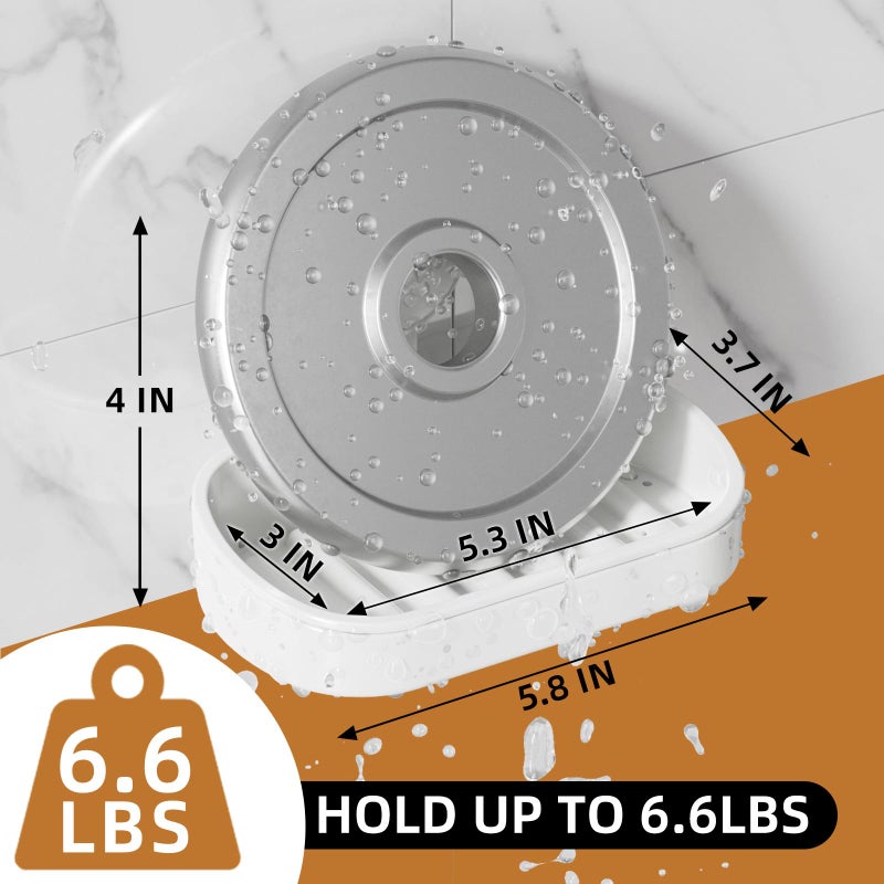 LEVERLOC Soap Dish Holder for Shower Suction Cup Wall Mounted Self Draining NO-Drilling Removable Bar Soap Sponge Holder for Bathroom Bathtub Kitchen Sink Waterproof Strong Vacuum Suction Adhesion - Image 5